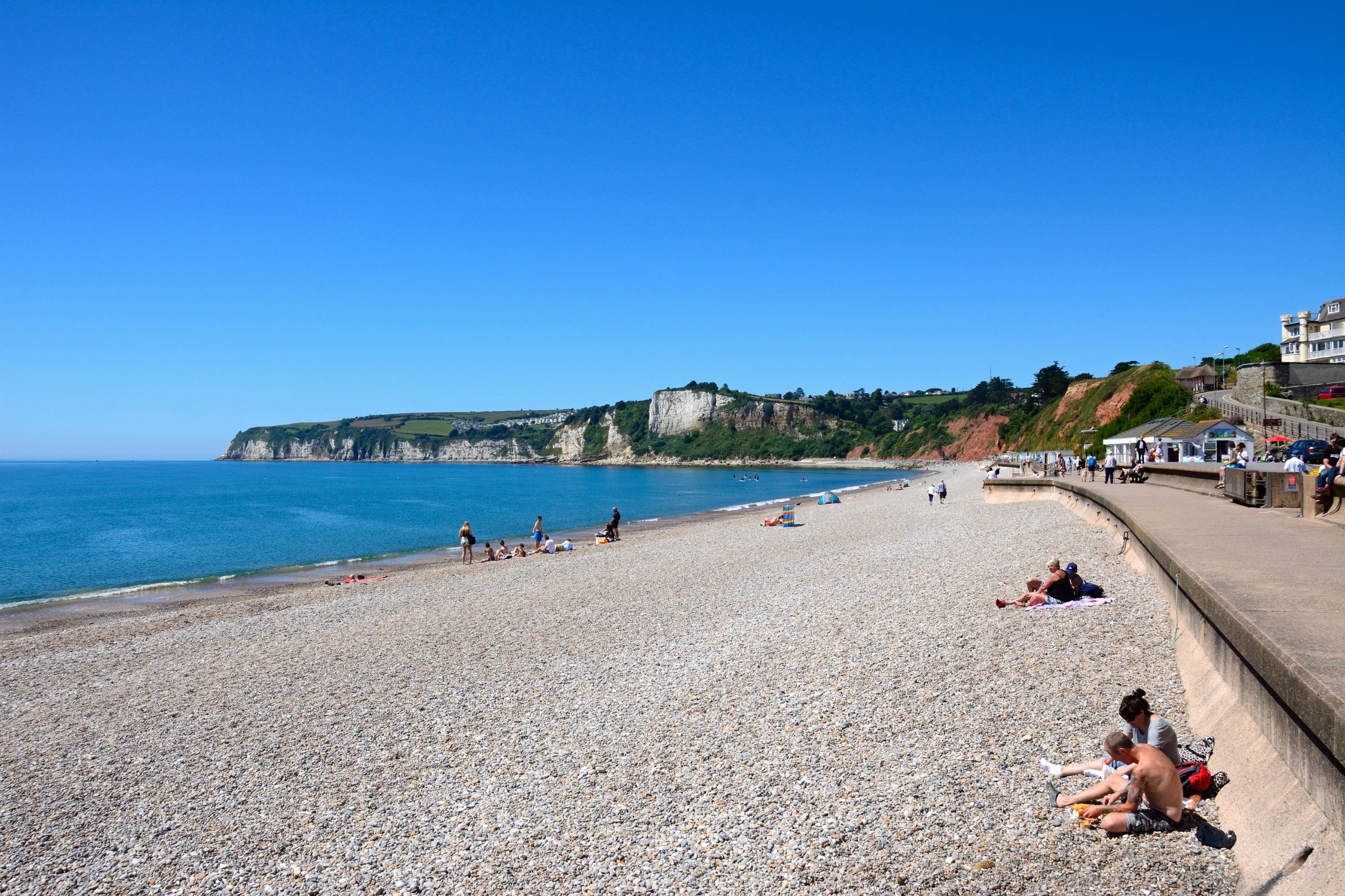 Seaton Beach and Esplanade with Beer Head in the background